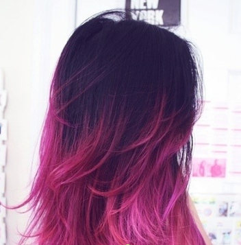 粉红色紫色渐变色头发怎么染